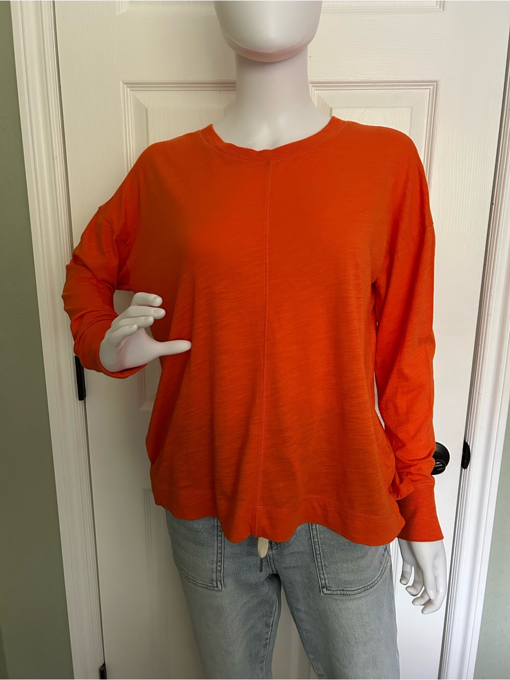 Lou & Grey Relaxed Crewneck Long-Sleeve Top - Orange